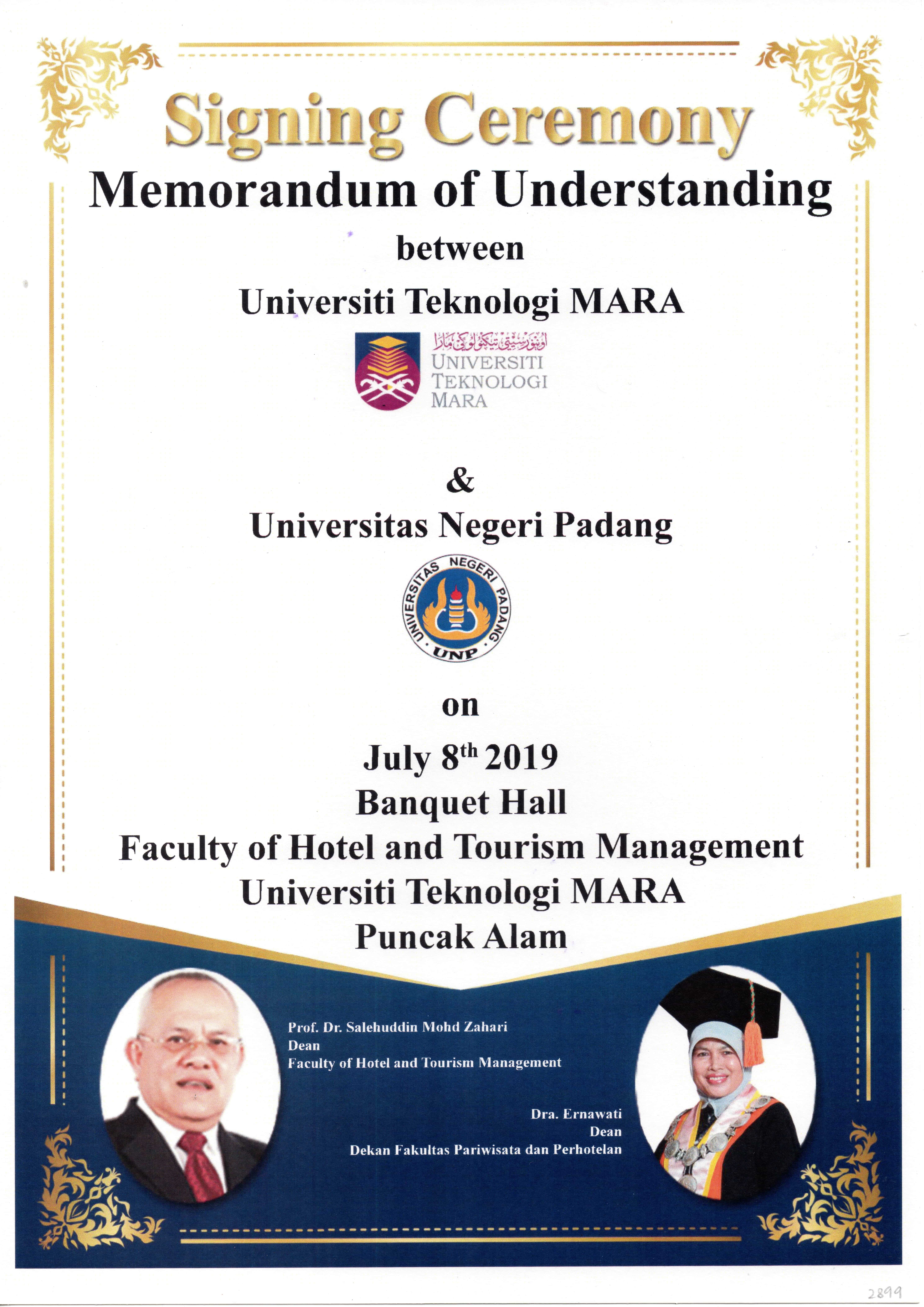 You are currently viewing Signing Ceremony Memorandum of Understanding between Universiti Teknologi MARA & Universiti Negeri Padang