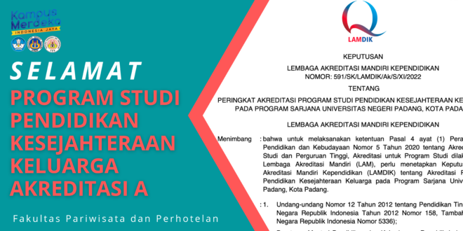 Read more about the article Program Studi Pendidikan Kesejahteraan Keluarga Akreditasi A