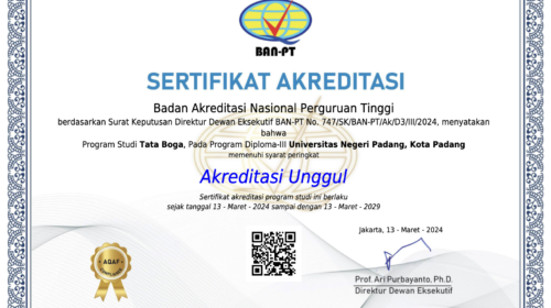 Akreditasi Program Studi Tata Boga Program D3 Universitas Negeri Padang – Akreditasi Unggul